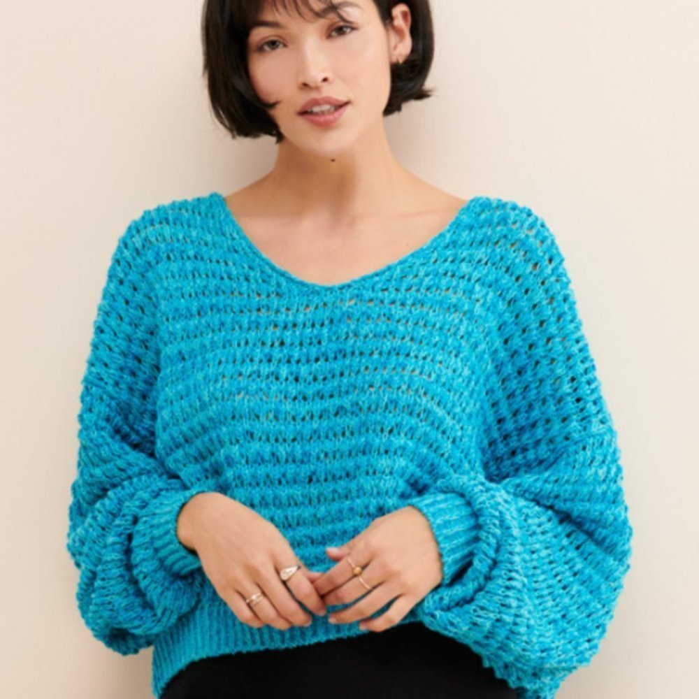 Free People Women's Kiwi Cream Combo Coconut V-Neck Sweater